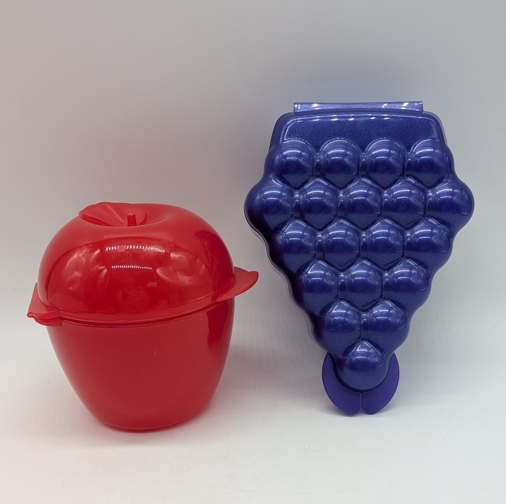 Vintage Tupperware Purple Grape Red Apple Fruit Keepers Containers